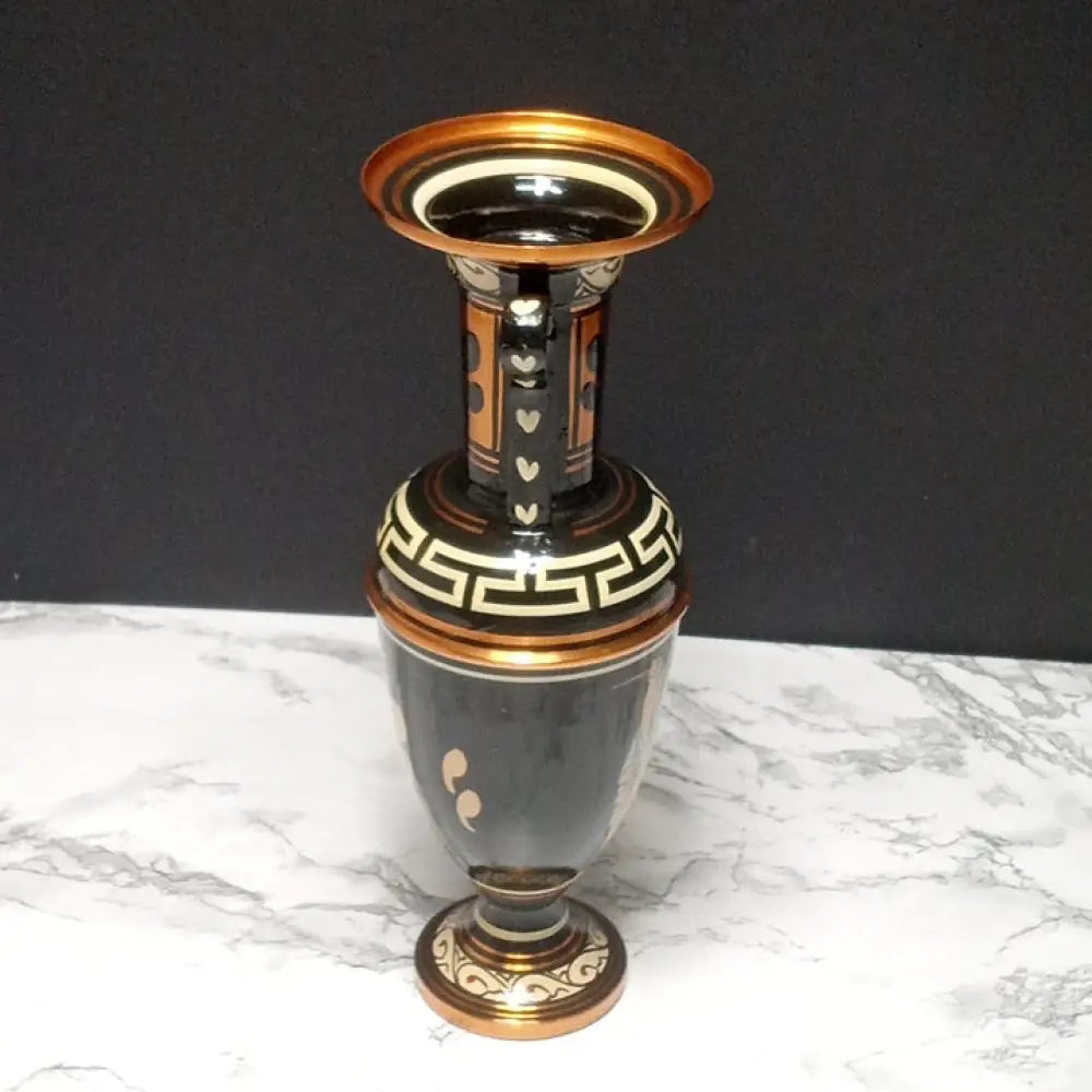 Hand Painted Solid Copper Greek Vase ( Vintage ) Decor