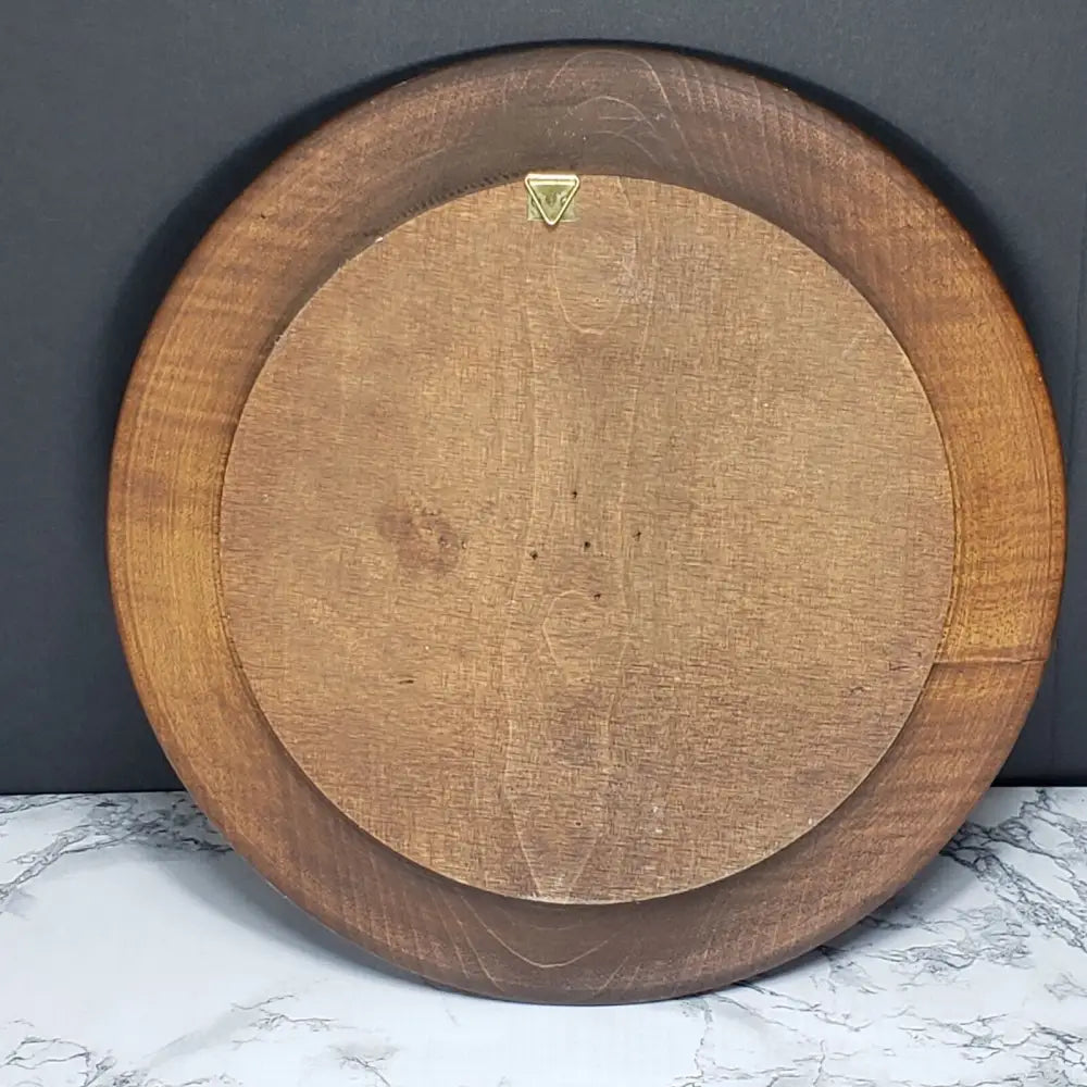 Handmade Krakow Poland Copper Inlayed Carved Wood Plate Vintage Decor