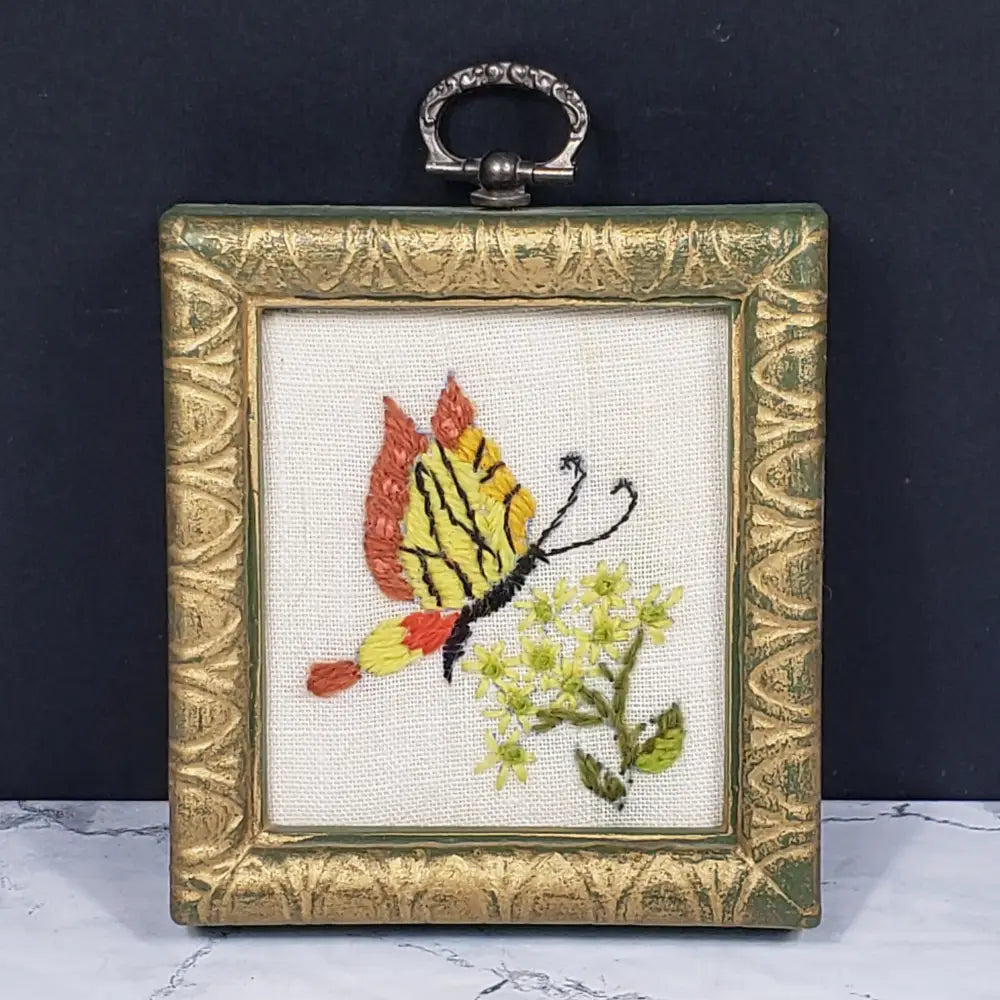 Handmade Framed Small Needlepoints Three Vintage Decor