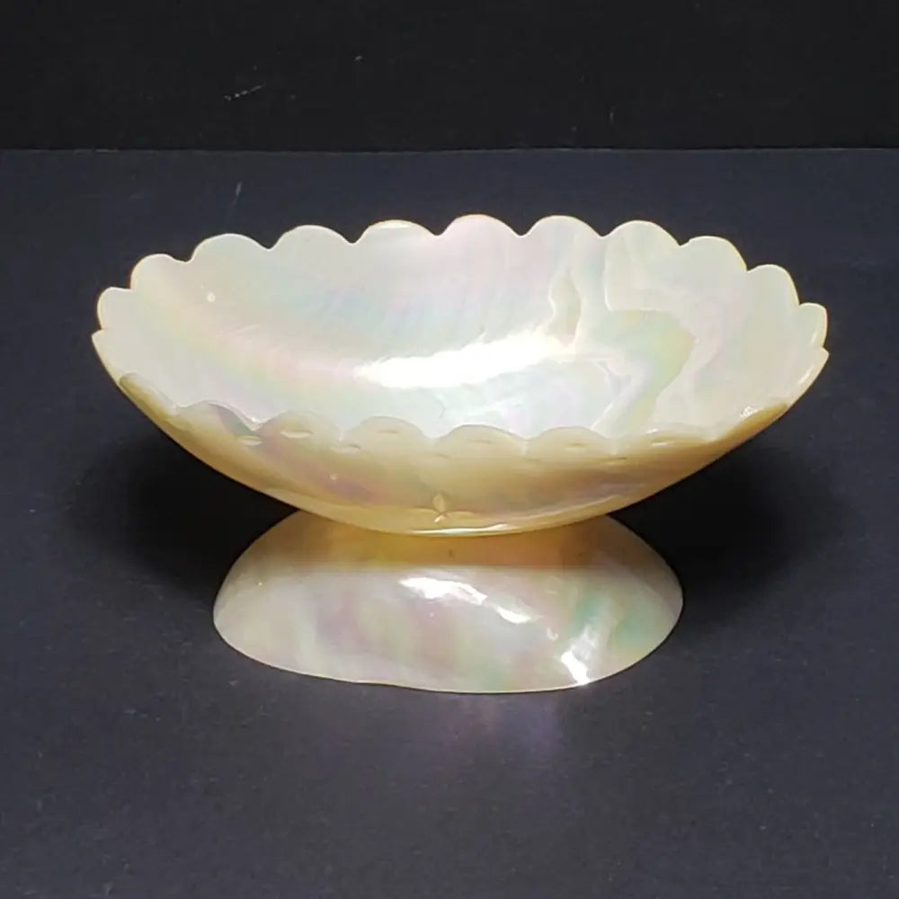 Handmade Mother Of Pearl Engraved Pedestal Trinket Dish (Vintage) Decor