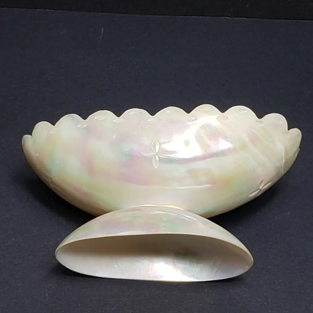 Handmade Mother Of Pearl Engraved Pedestal Trinket Dish (Vintage) Decor