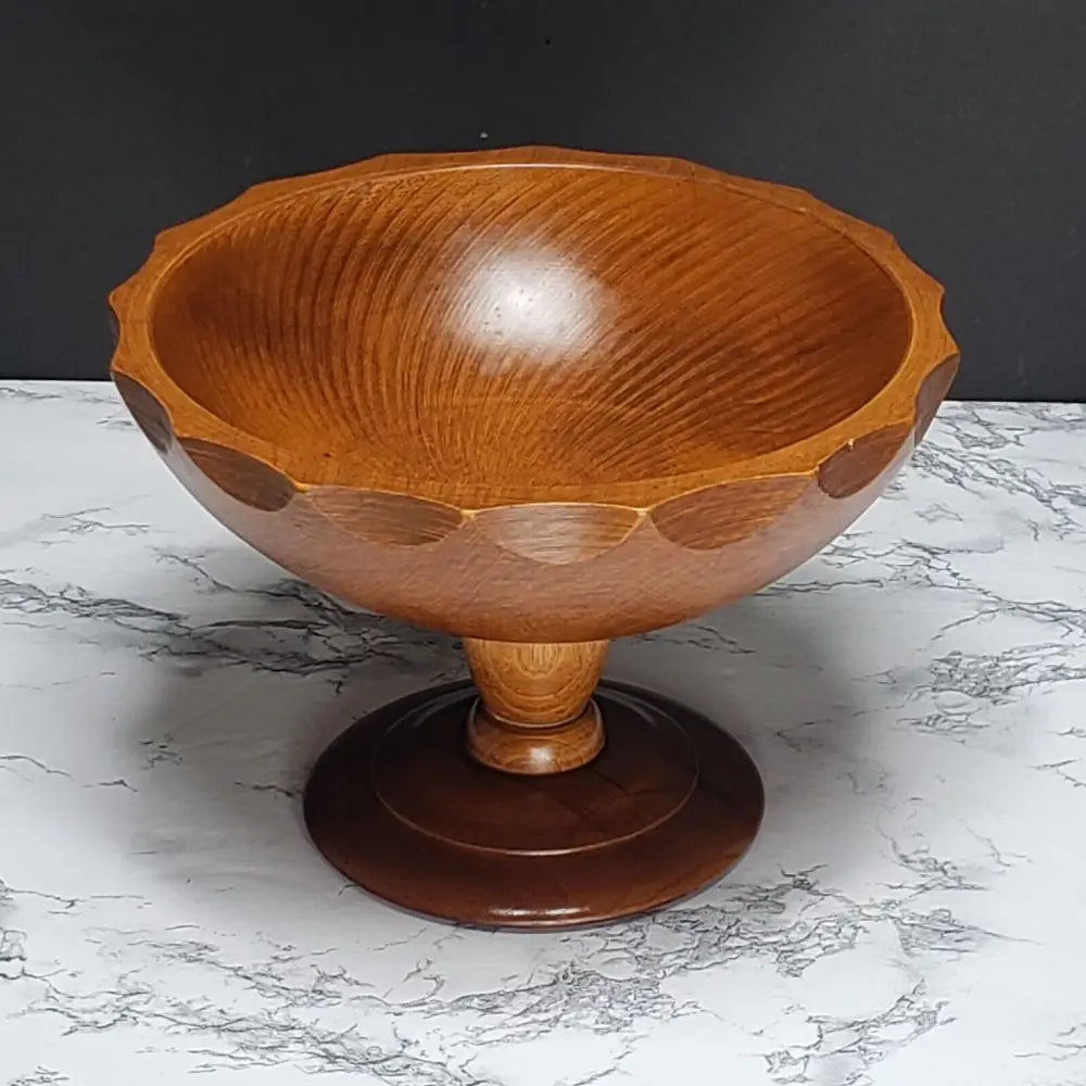 Handmade Pedestal Compote Bowl Solid Wood Vintage Decor
