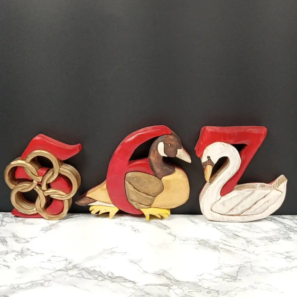 Handmade Solid Wood Twelve Days Of Christmas Vintage Decor