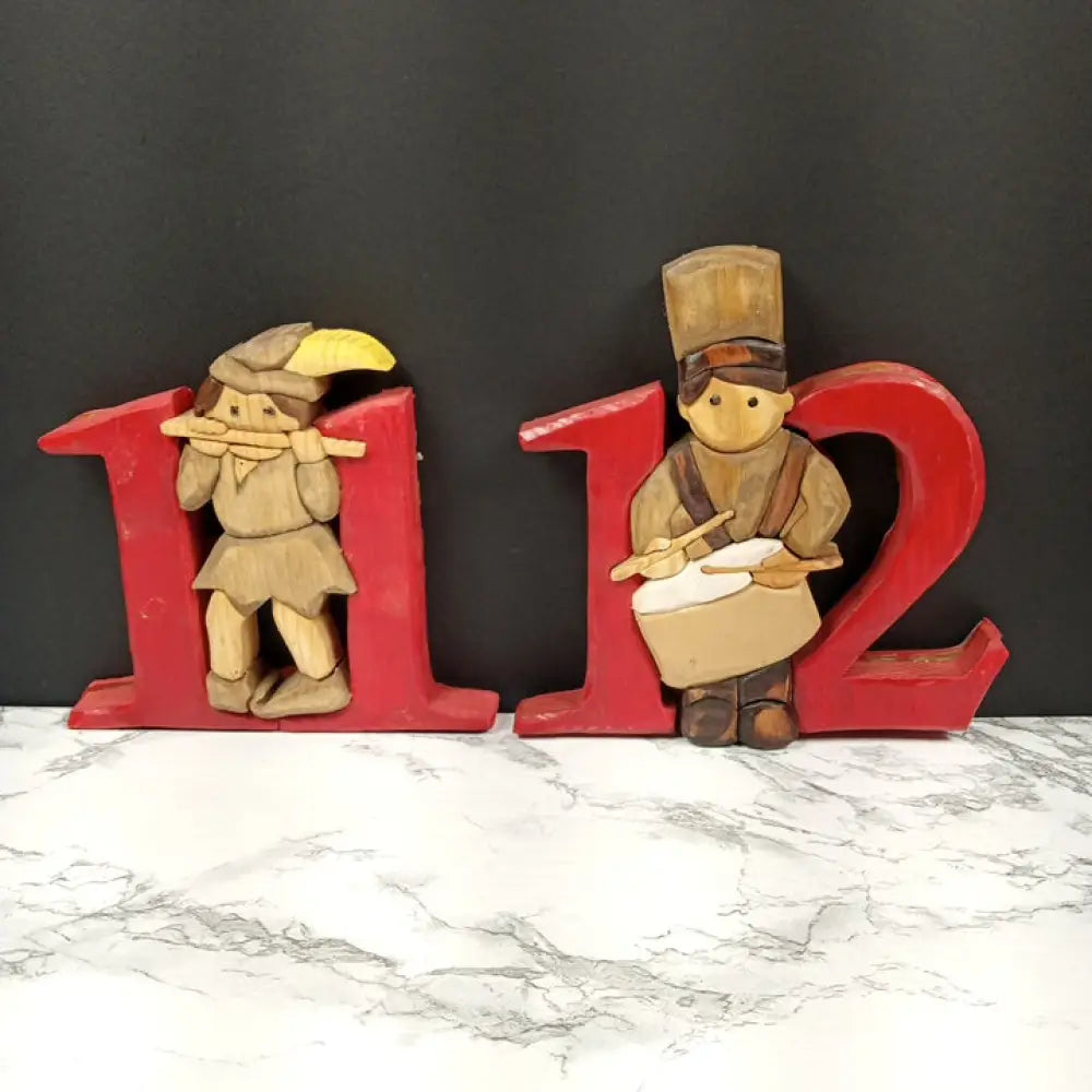 Handmade Solid Wood Twelve Days Of Christmas Vintage Decor