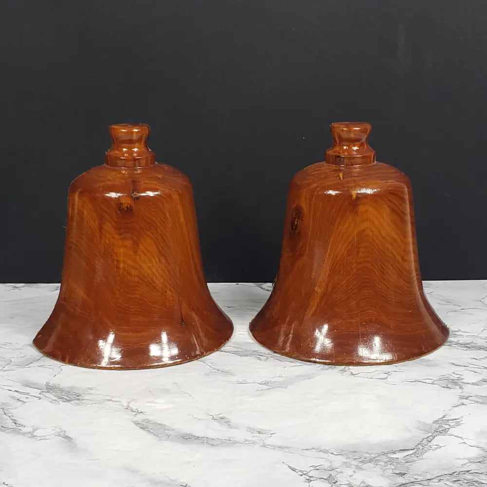 Handmade Wood Bell Bookend Set Vintage Bookends