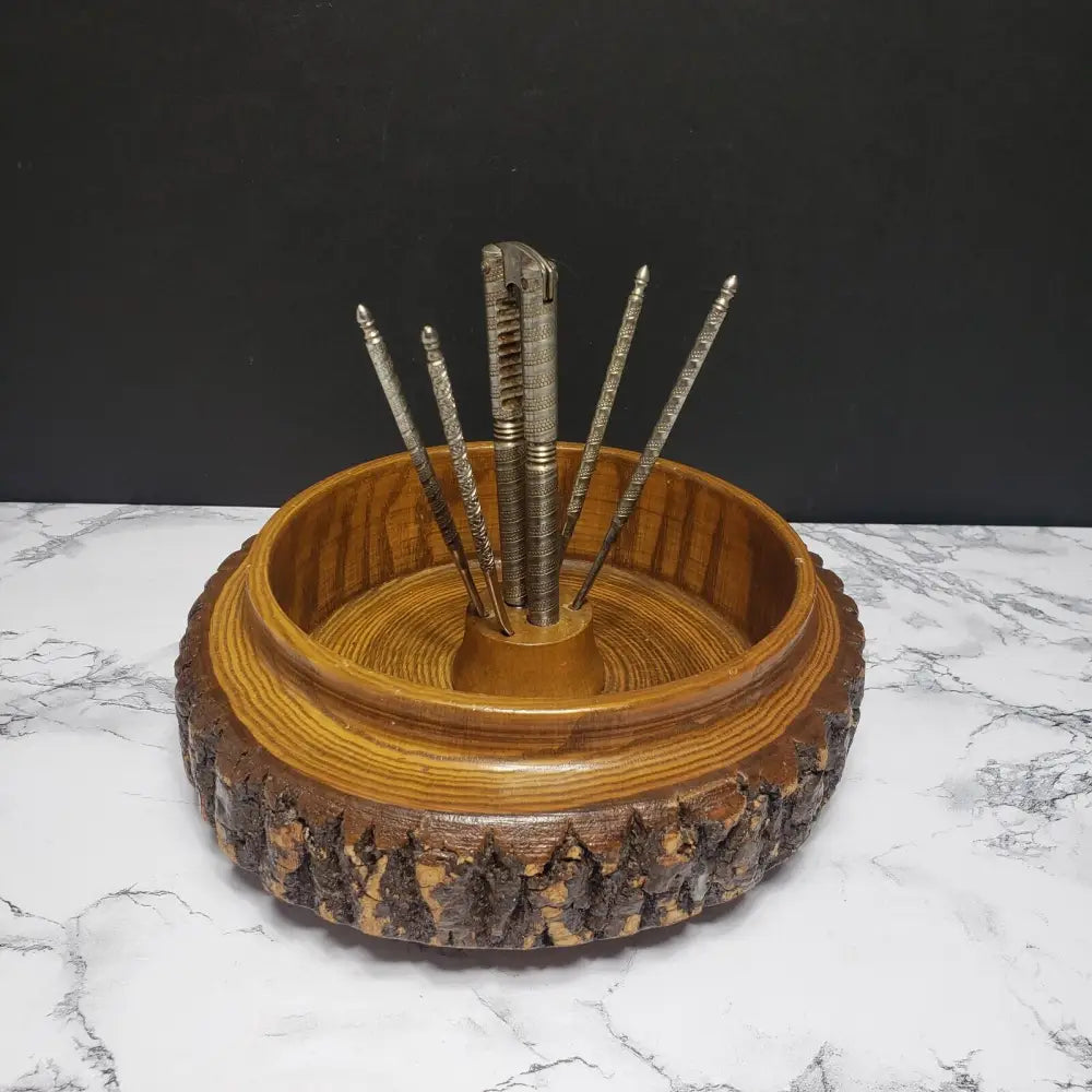 Handmade Wood Nut Bowl / Cracker Set (Vintage) Decor
