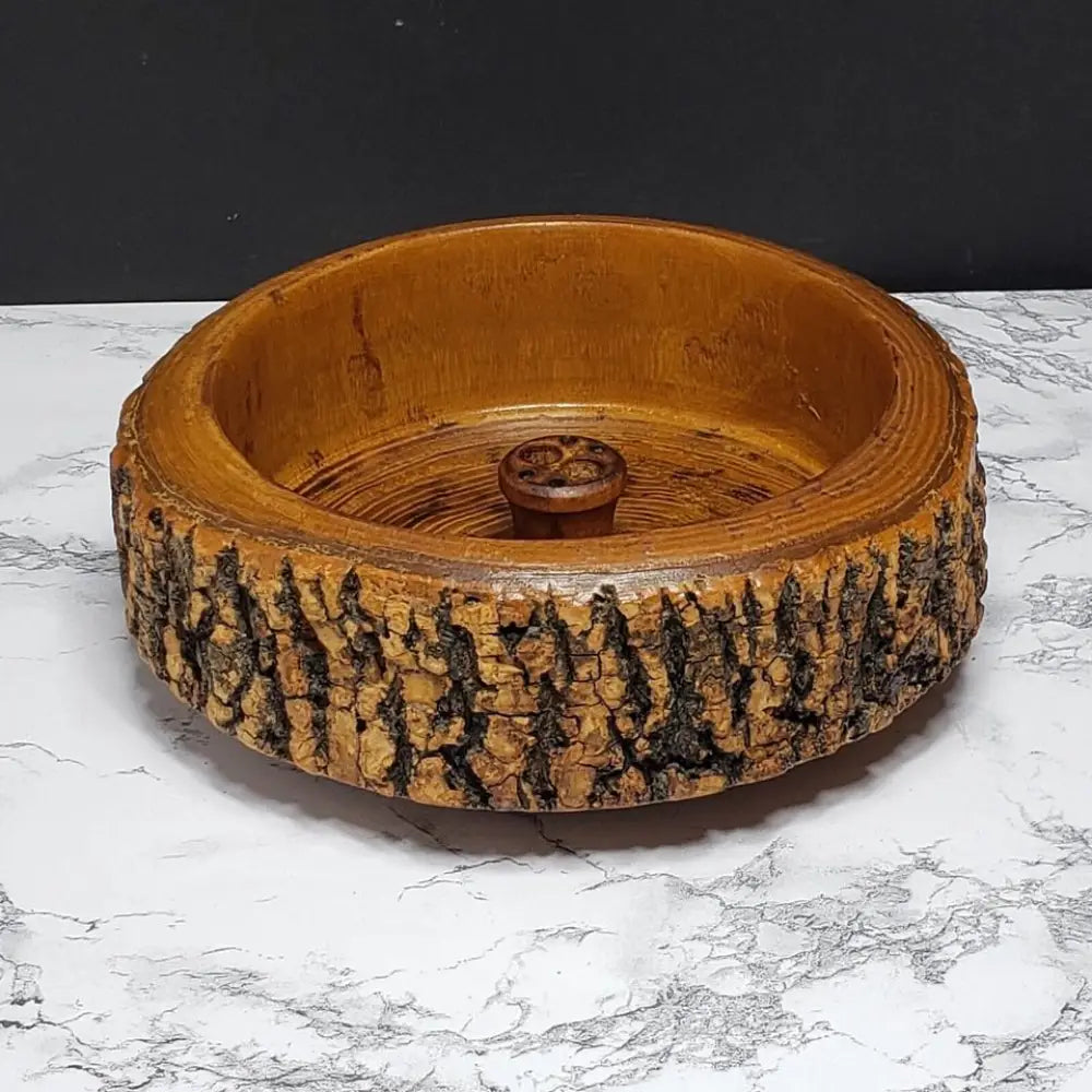 Handmade Wood Nut Bowl / Cracker Set Vintage - Decor