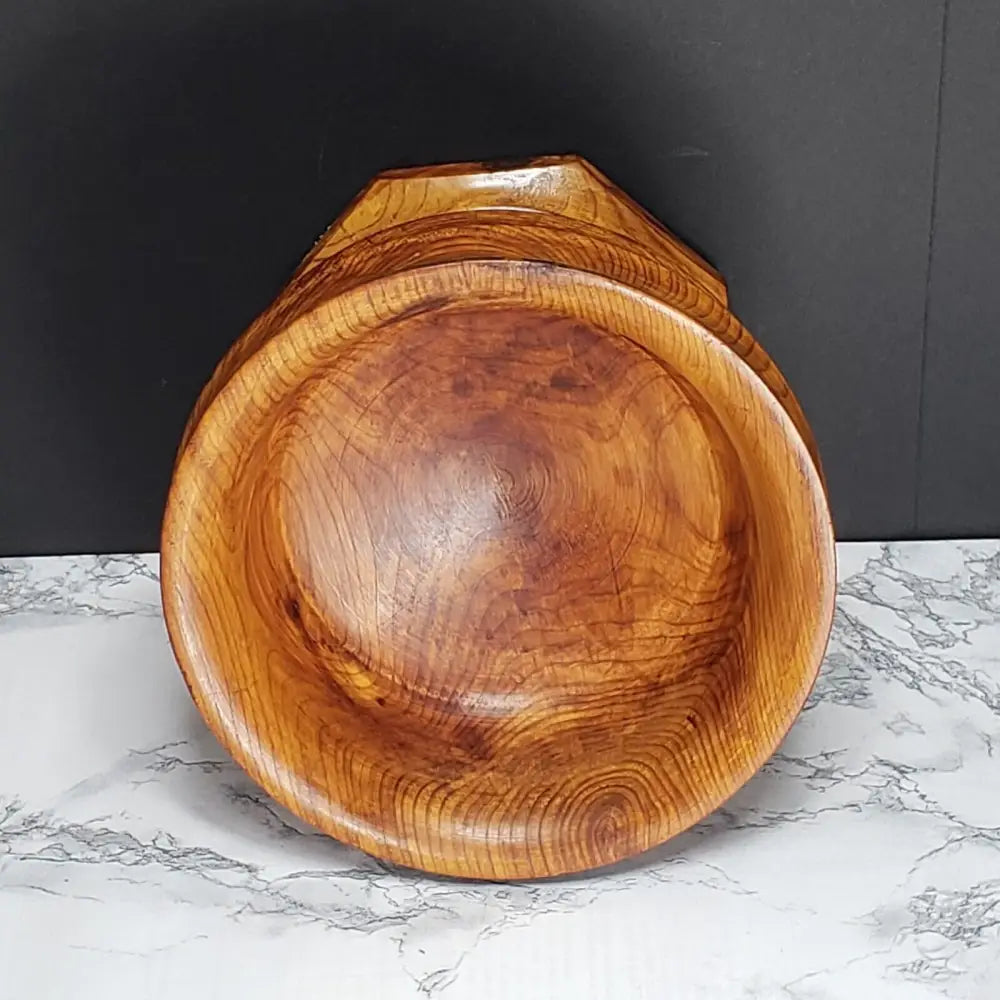 Handmade Wood Pedestal Bowl With Fruit Vintage Decor