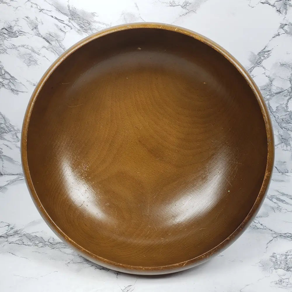 Hellerware Wood Bowl Chrome Pedestal Vintage Decor