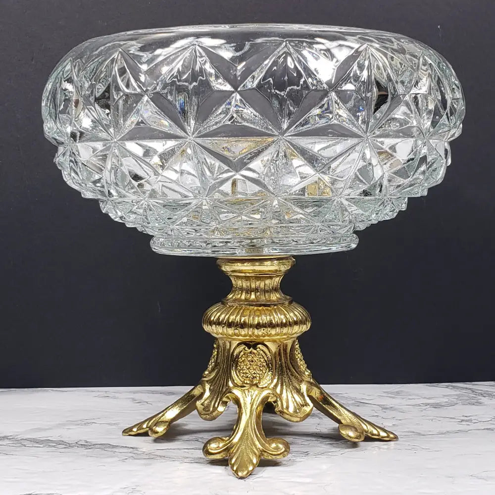 Hollywood Regency Centerpiece Comport Pedestal Dish Vintage Decor