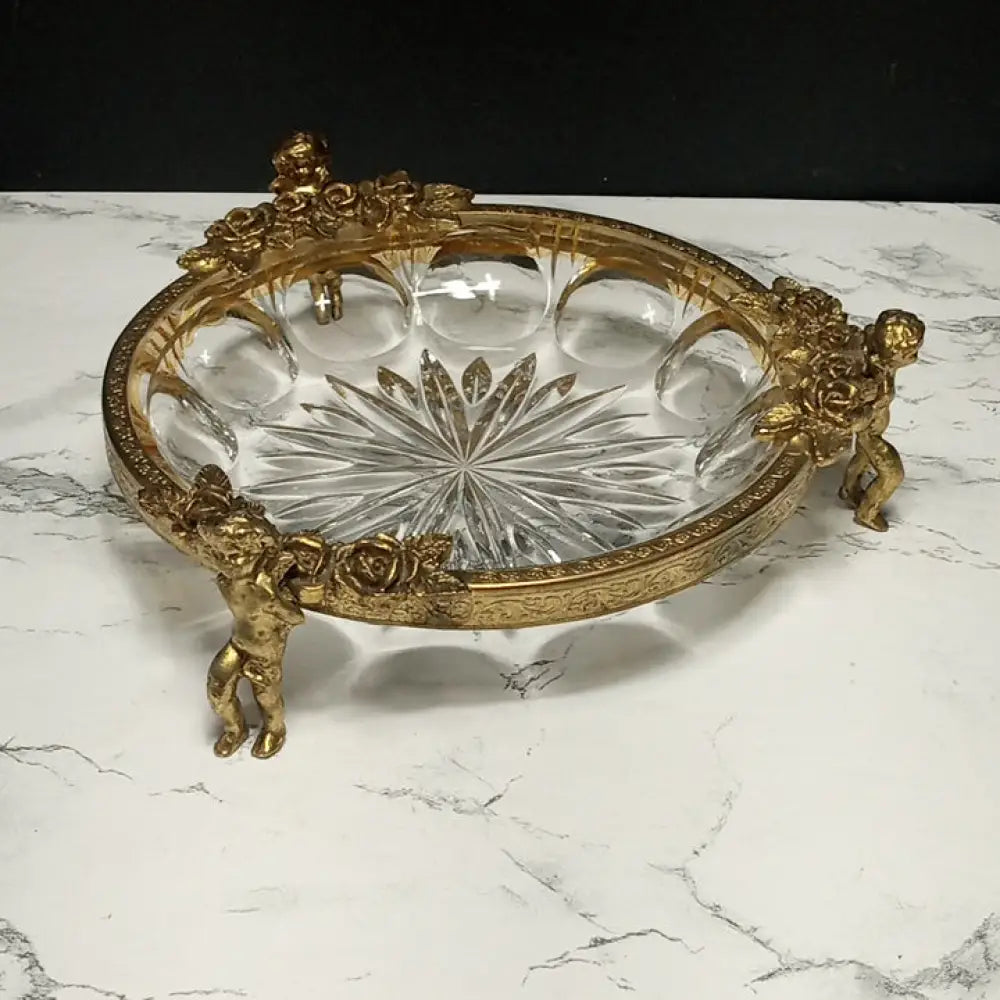 Hollywood Regency Cherub Crystal Vanity Dish ( Vintage )