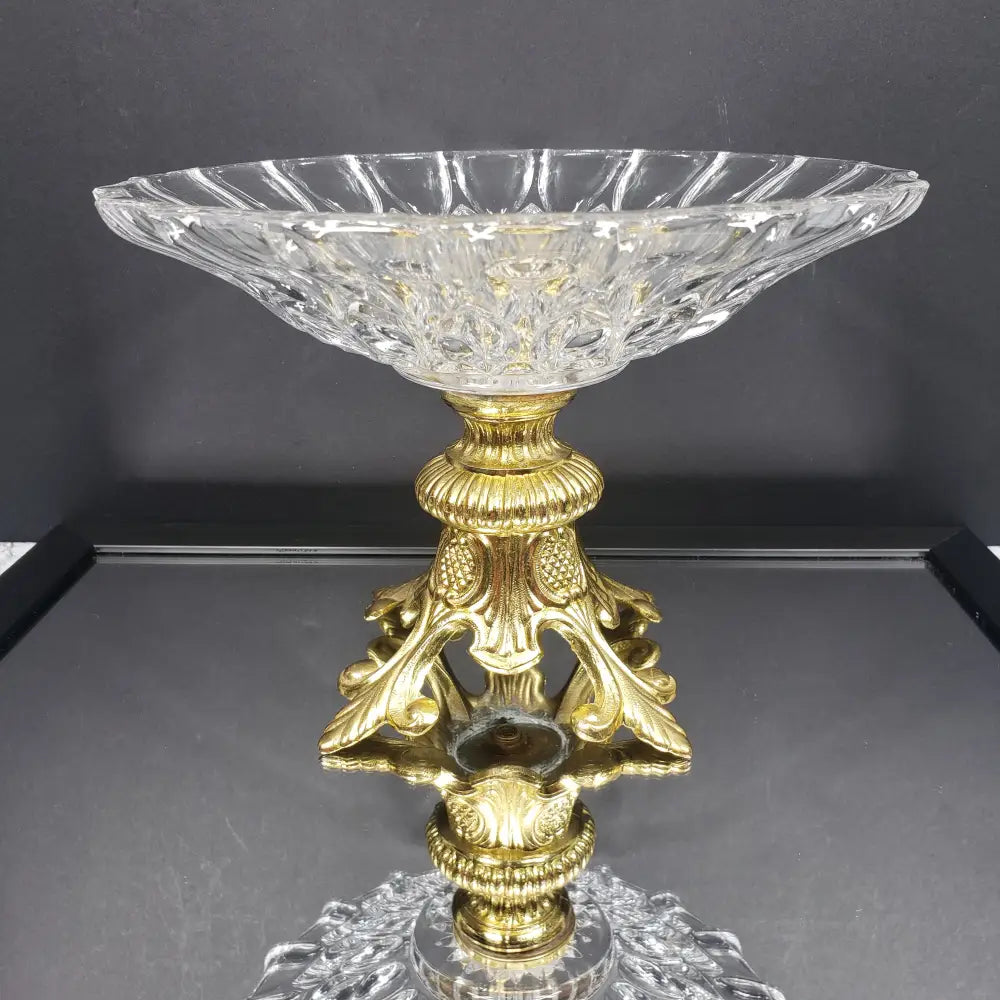 Hollywood Regency Crystal Pedestal Centerpiece Vintage Decor