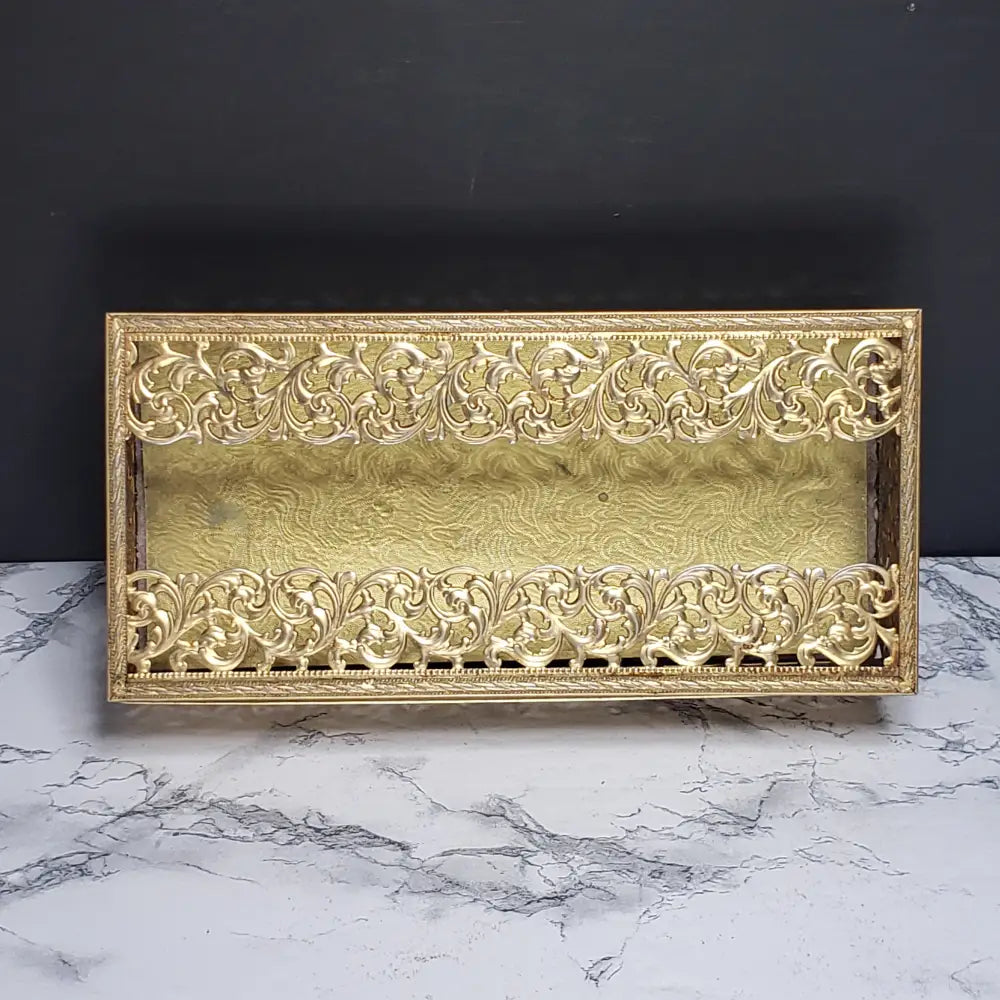 Hollywood Regency Filigree Ormolu Kleenex Box Holder (Vintage) Decor