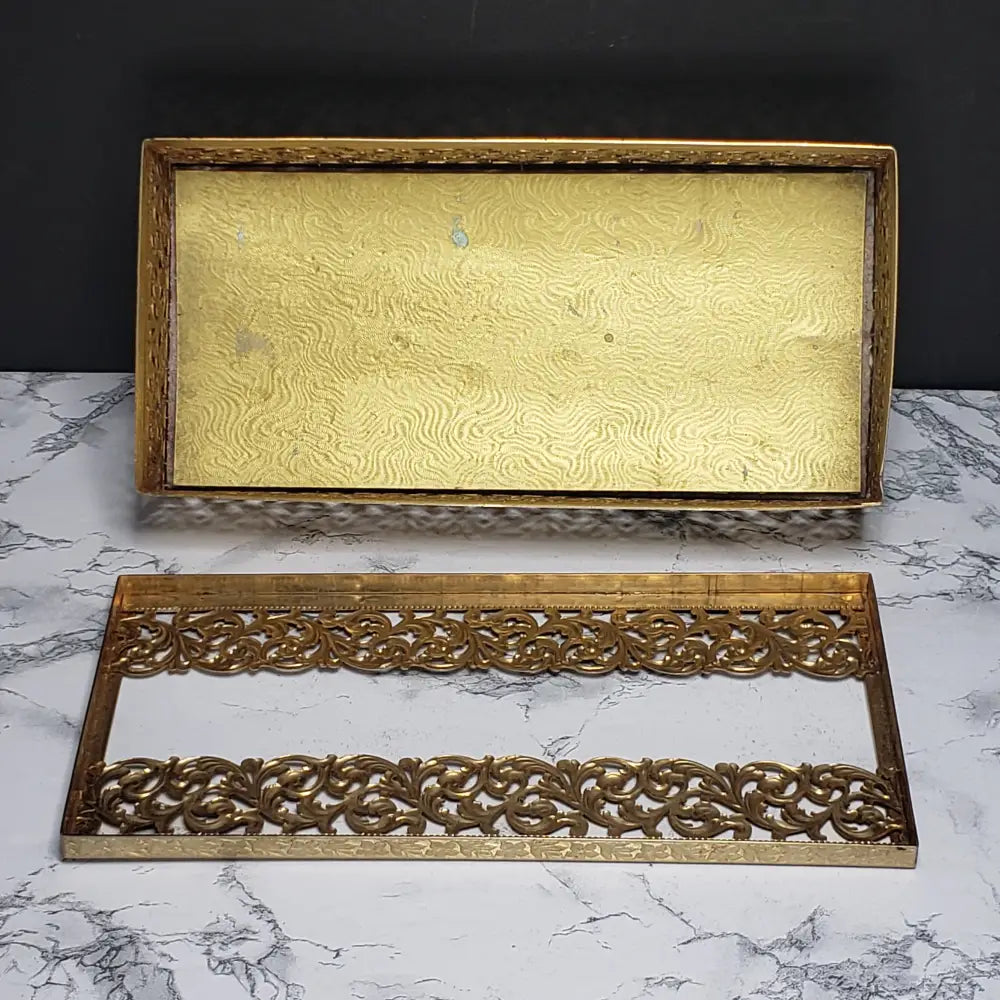 Hollywood Regency Filigree Ormolu Kleenex Box Holder (Vintage) Decor