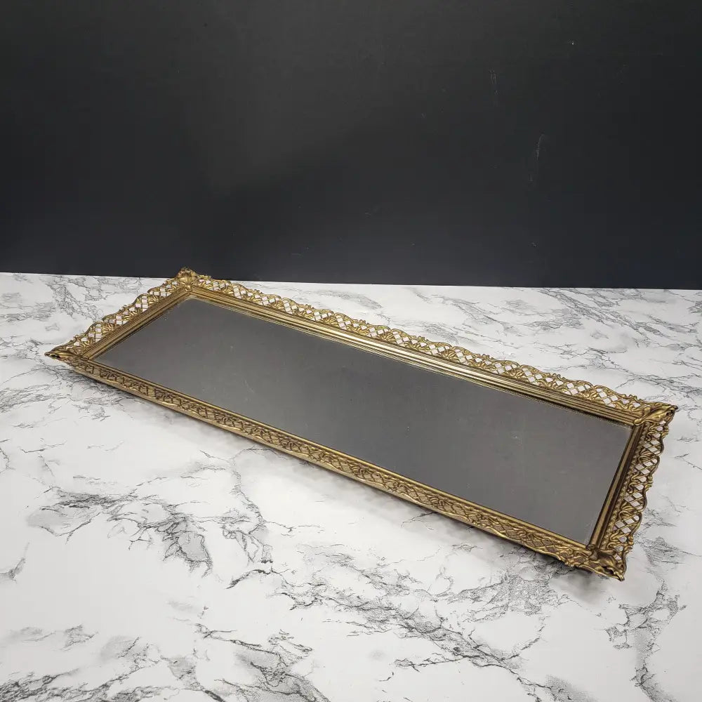 Hollywood Regency Mirrored Vanity Tray Mid Century Decor