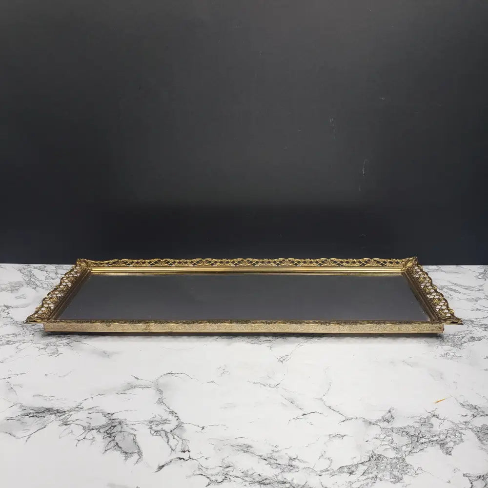 Hollywood Regency Mirrored Vanity Tray Mid Century Decor