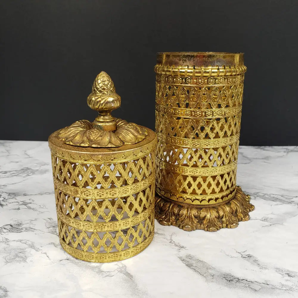 Hollywood Regency Vanity Hair Spray Can Holder Vintage Decor
