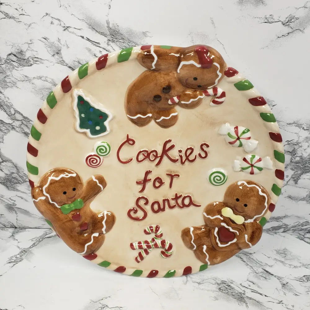 Home Interiors Santa Cookie Christmas Plate Vintage Decor