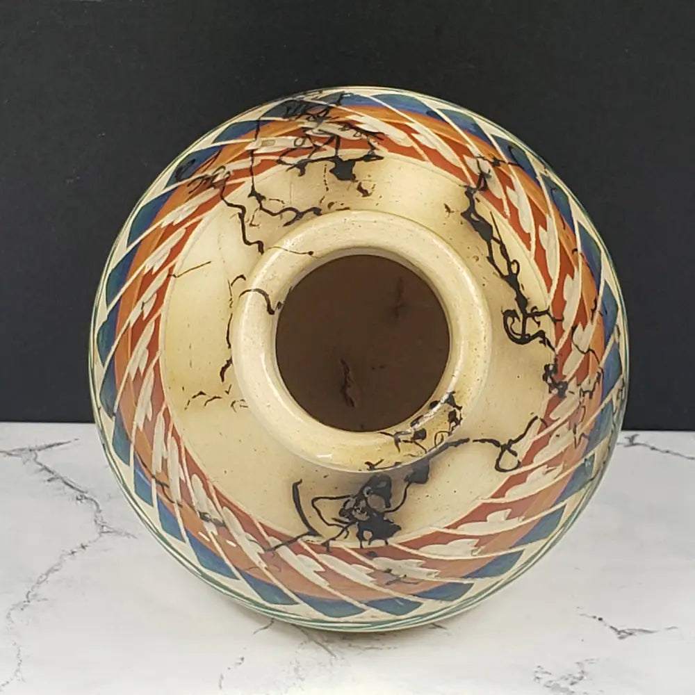 Horsehair Pottery Etched Signed Jim Woods Vintage Vases