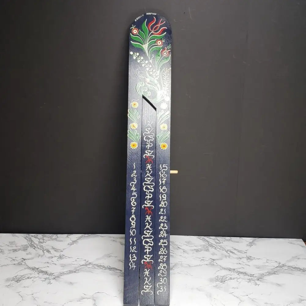Hungarian Calendar Handmade Hand Painted Solid Wood Vintage
