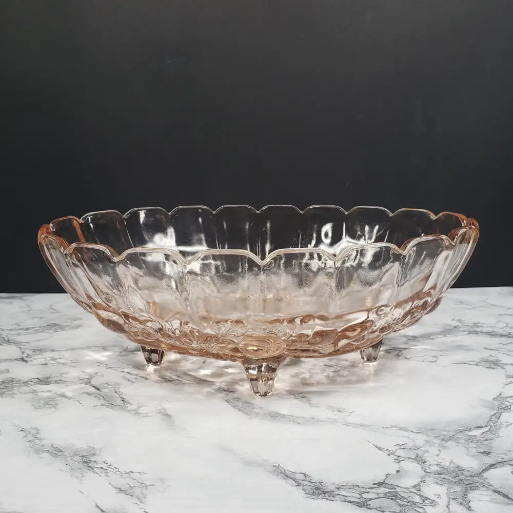 Indiana Glass Garland Pink Fruit Centerpiece Bowl Vintage Collectibles
