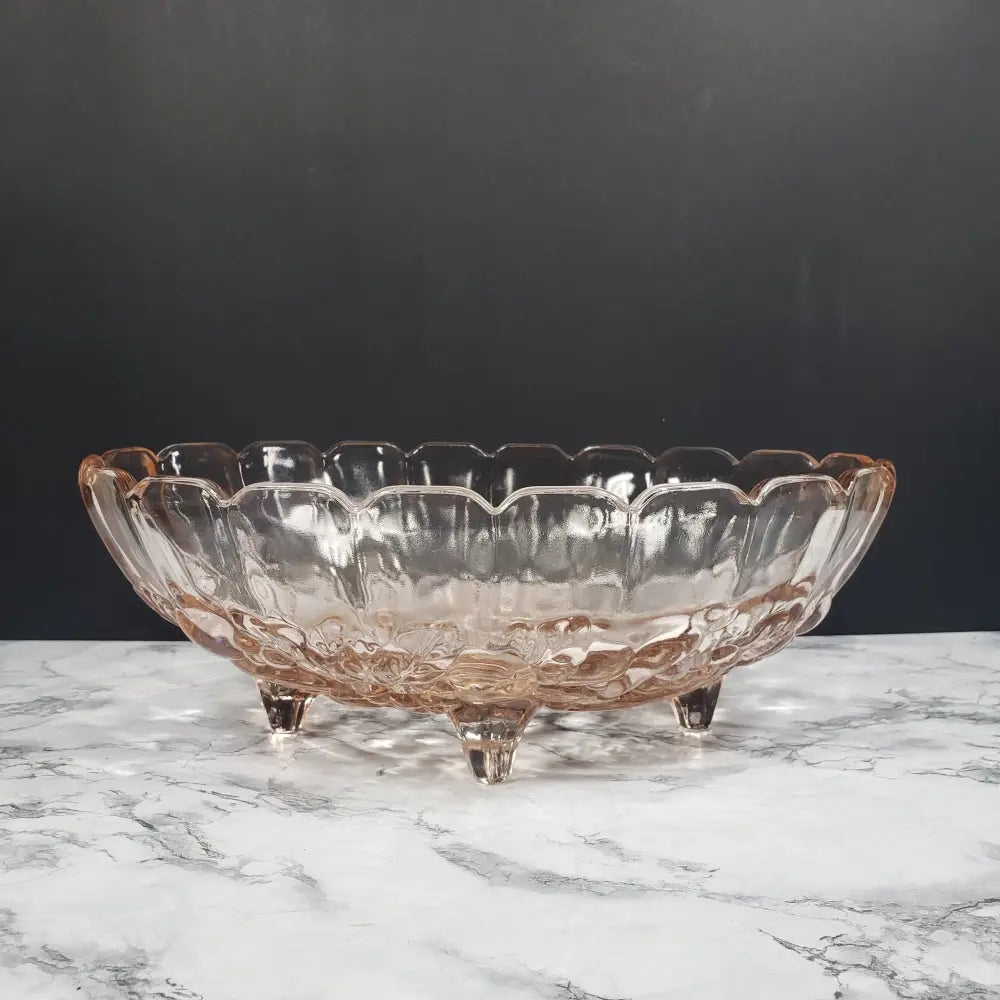 Indiana Glass Garland Pink Fruit Centerpiece Bowl Vintage Collectibles