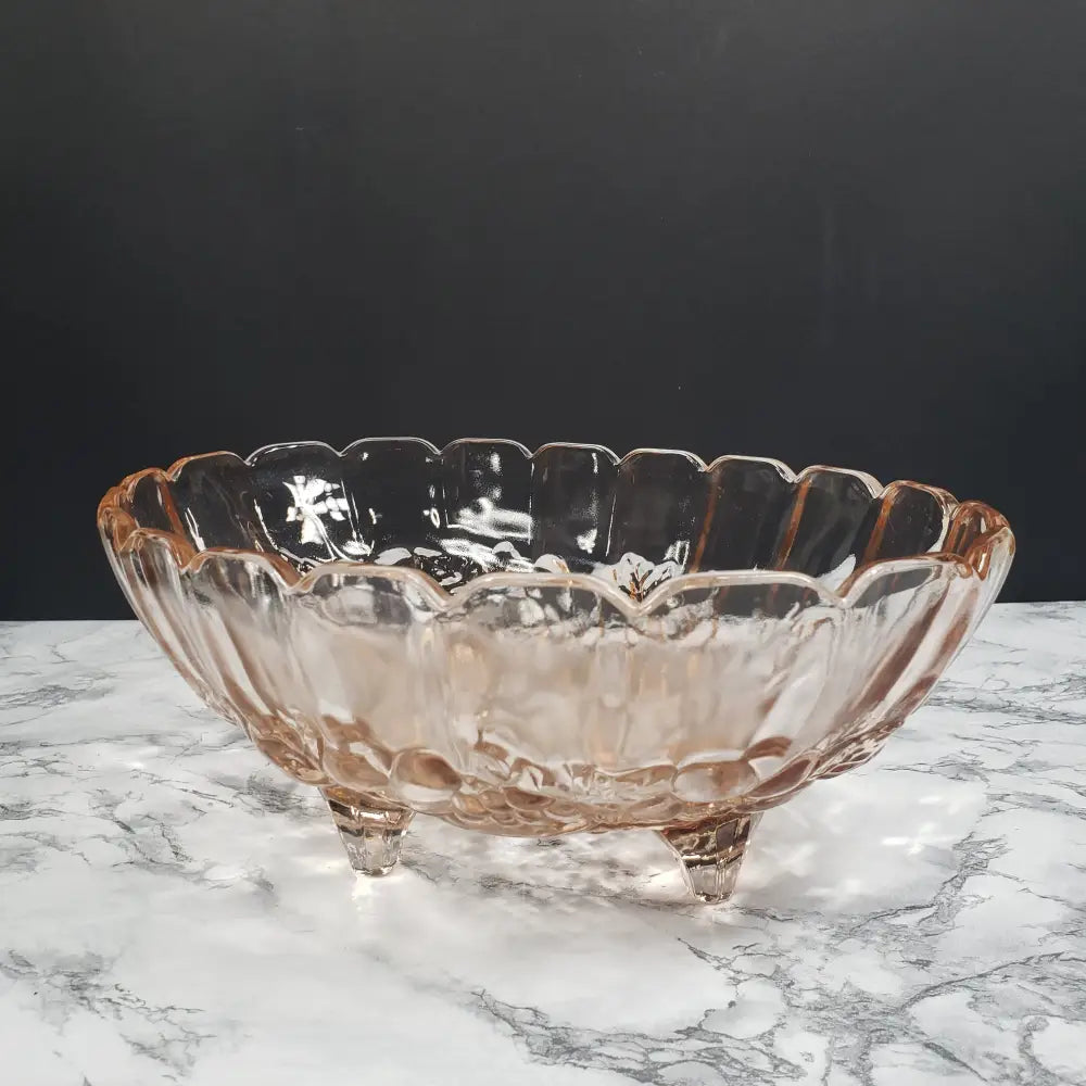 Indiana Glass Garland Pink Fruit Centerpiece Bowl Vintage Collectibles