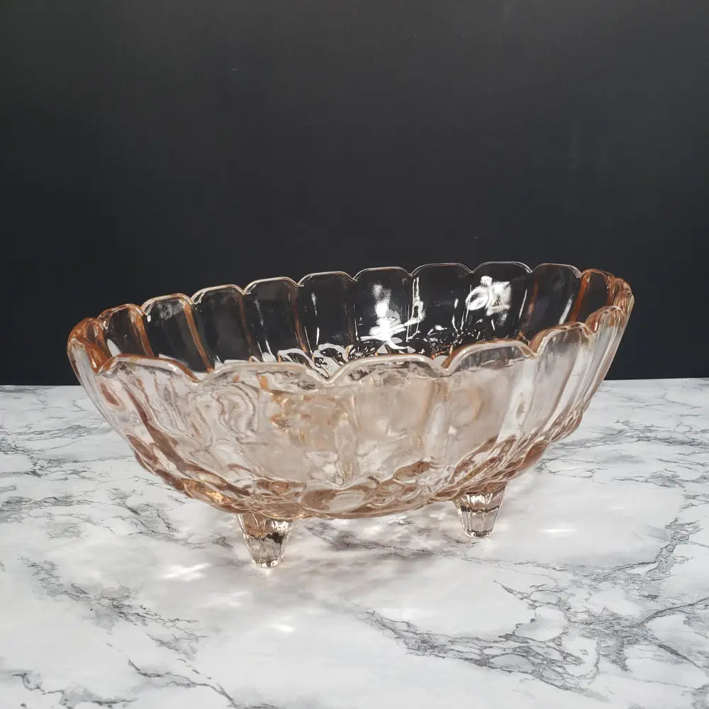 Indiana Glass Garland Pink Fruit Centerpiece Bowl Vintage Collectibles