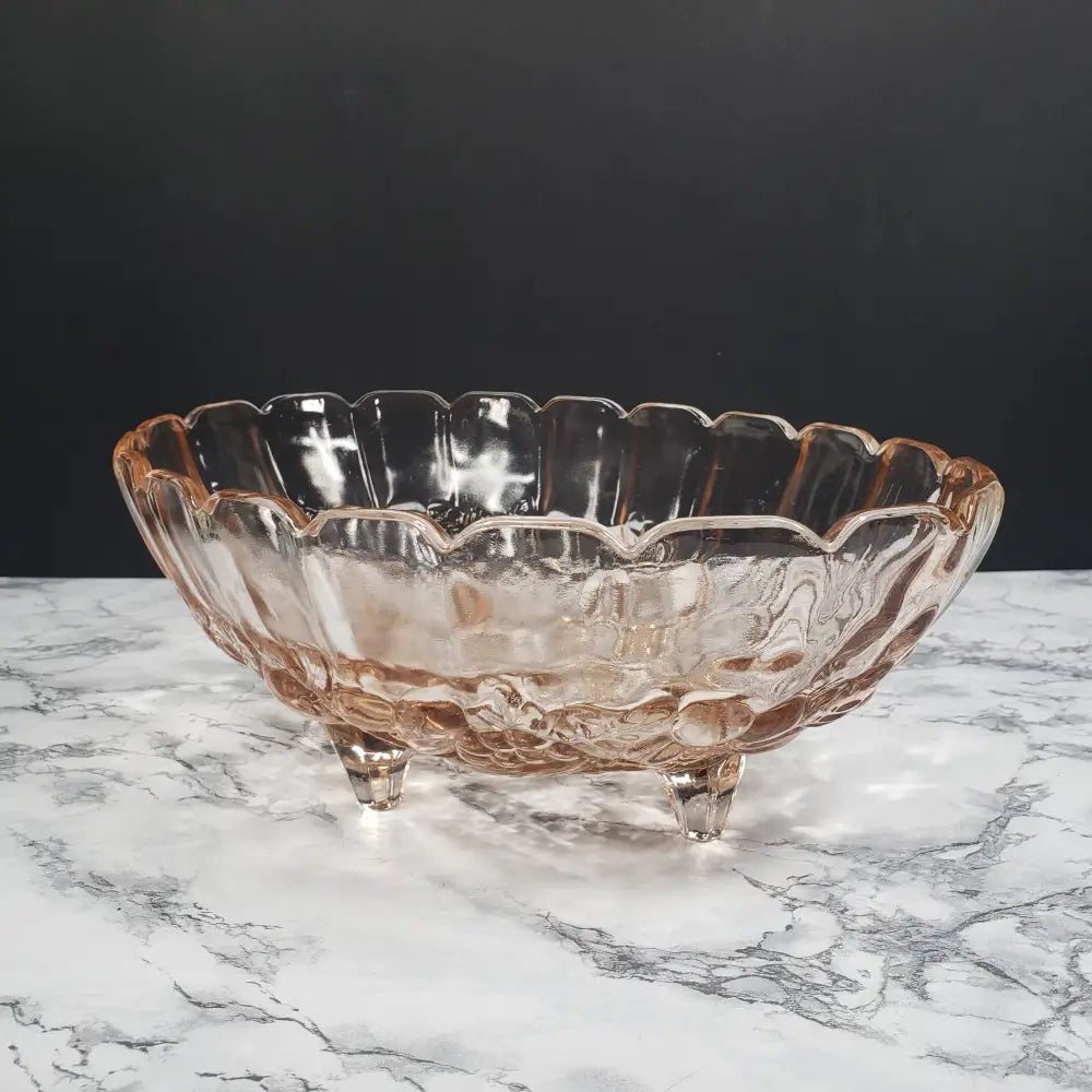 Indiana Glass Garland Pink Fruit Centerpiece Bowl Vintage Collectibles