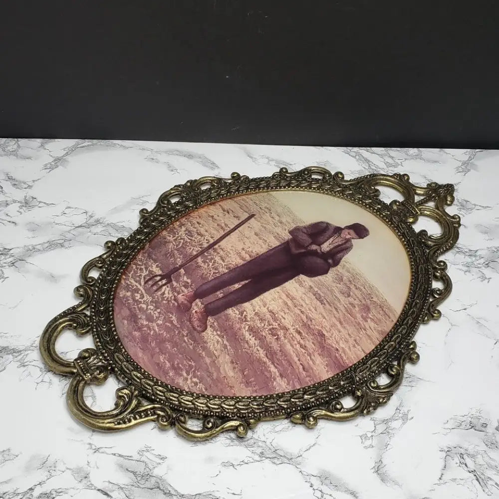 Italian Filigree Large 17 x 12 Framed Bubble Glass Farm