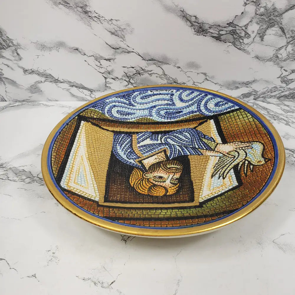 Italian Handpainted Mosaic Noah Plate Vintage