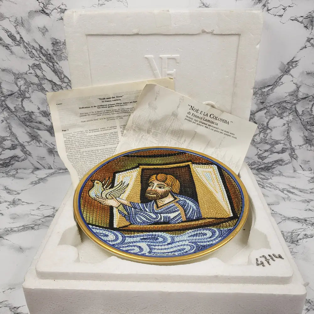 Italian Handpainted Mosaic Noah Plate Vintage