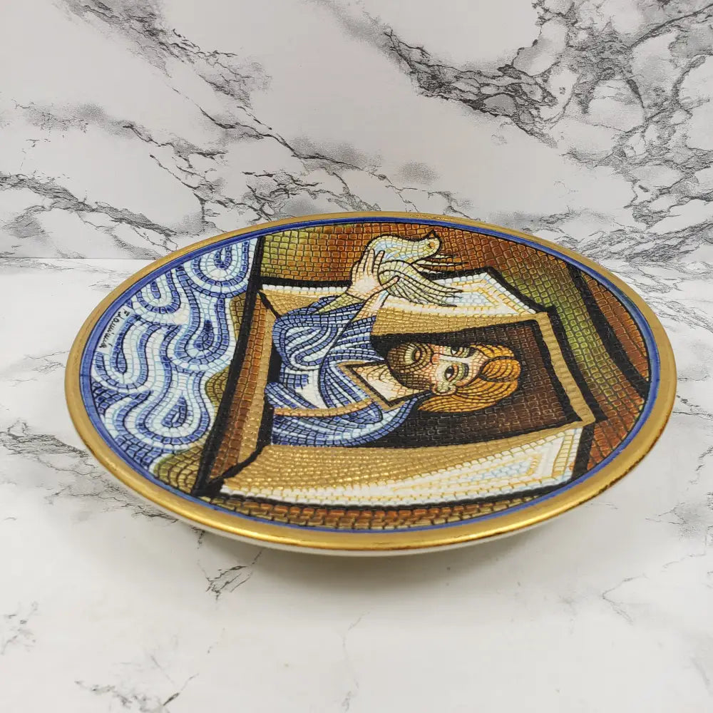 Italian Handpainted Mosaic Noah Plate Vintage