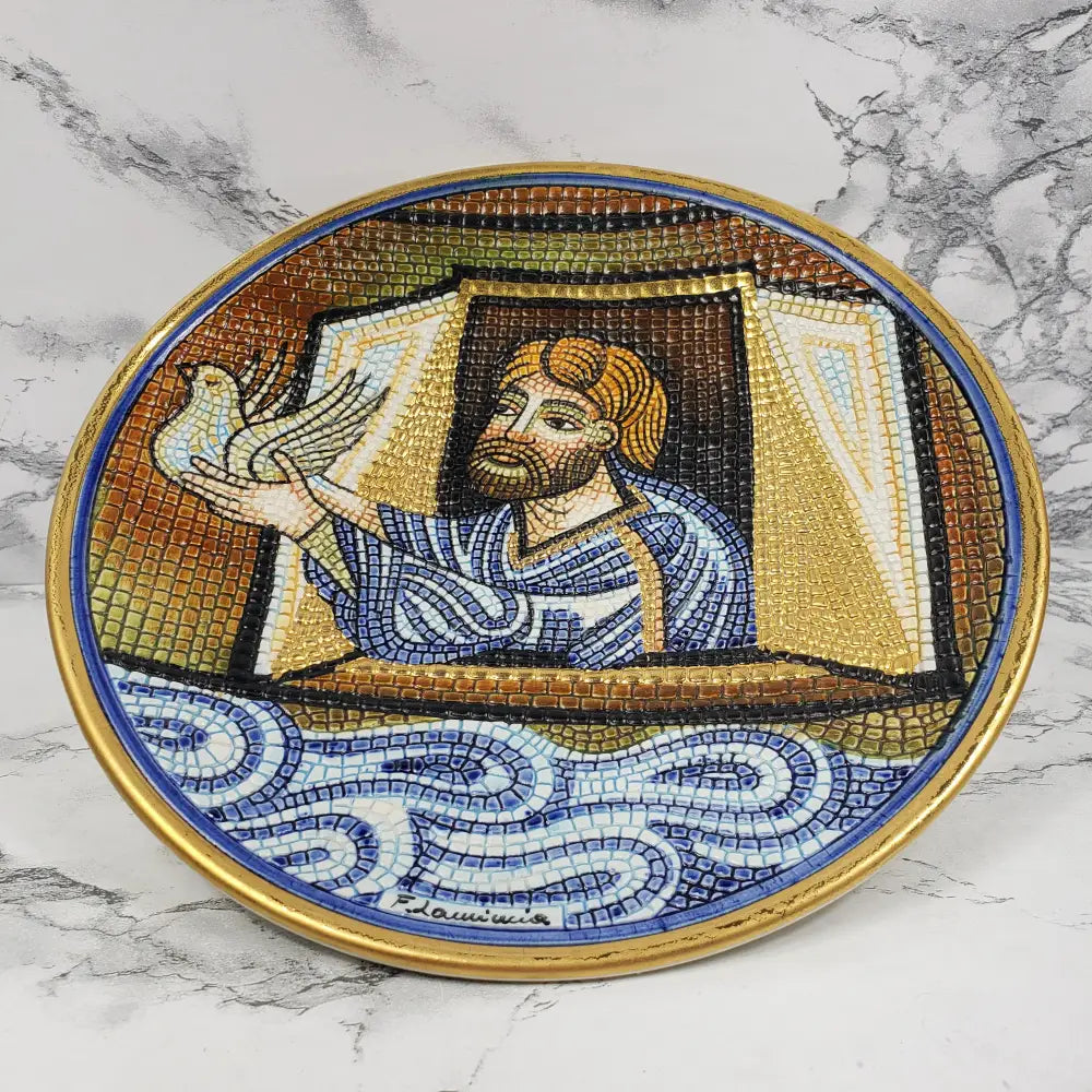 Italian Handpainted Mosaic Noah Plate Vintage