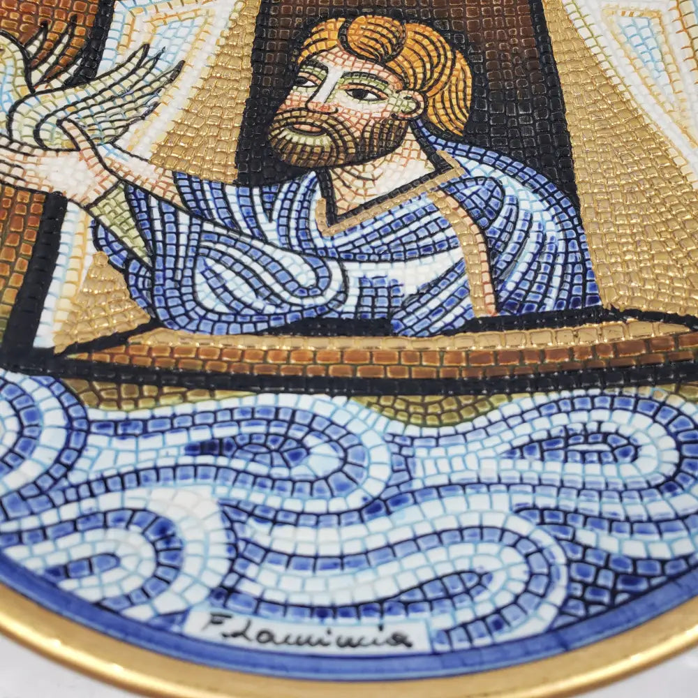 Italian Handpainted Mosaic Noah Plate Vintage