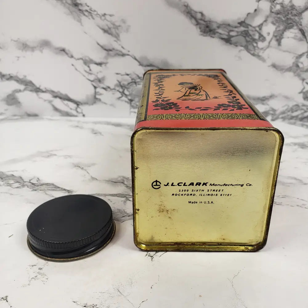 Jasmine Tea Lidded Tin Canister Vintage Decor