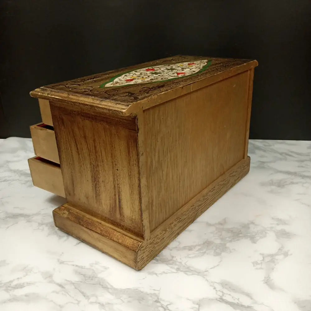 Handmade Solid Wood Jewelry Box Japan ( Vintage ) Decor