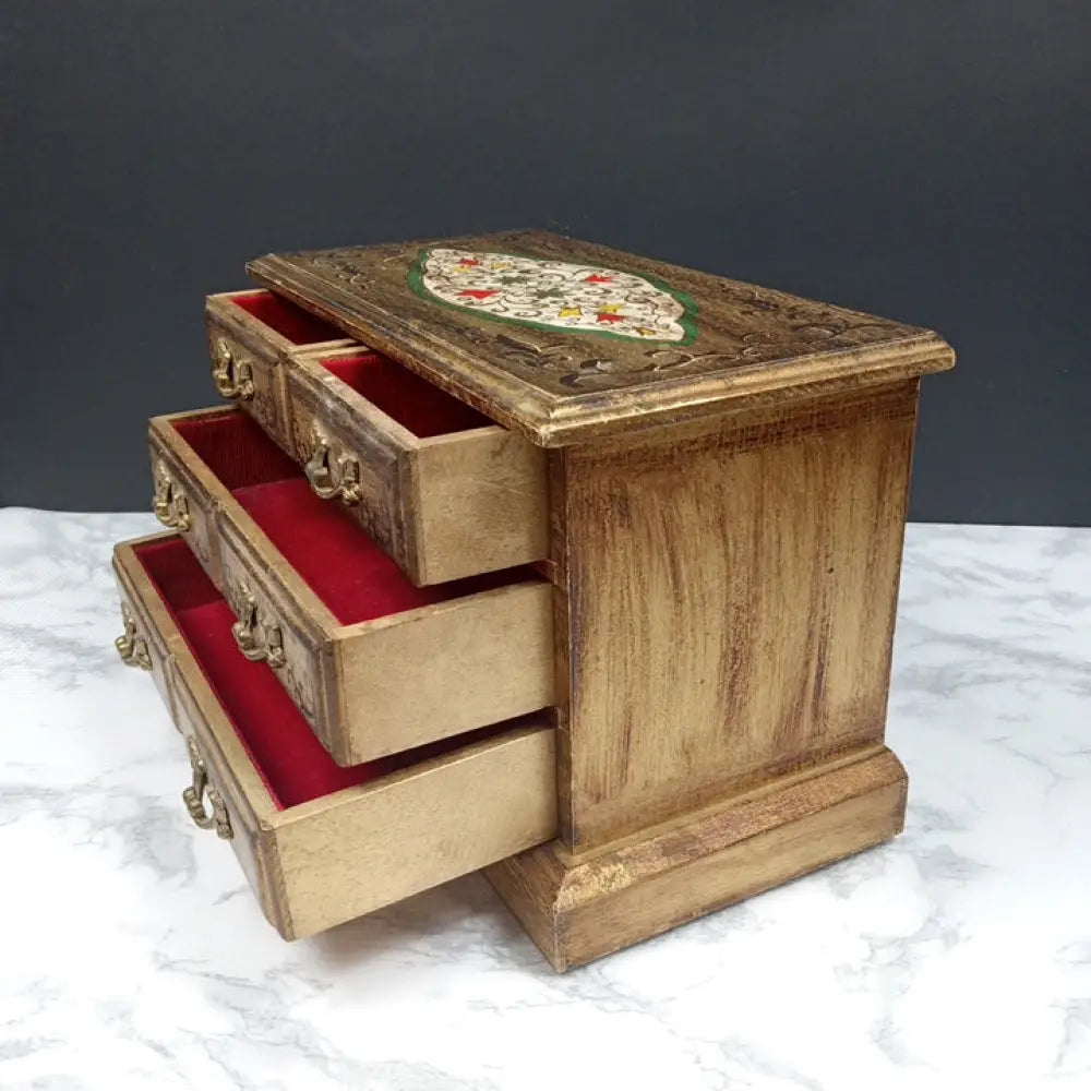 Handmade Solid Wood Jewelry Box Japan ( Vintage ) Decor