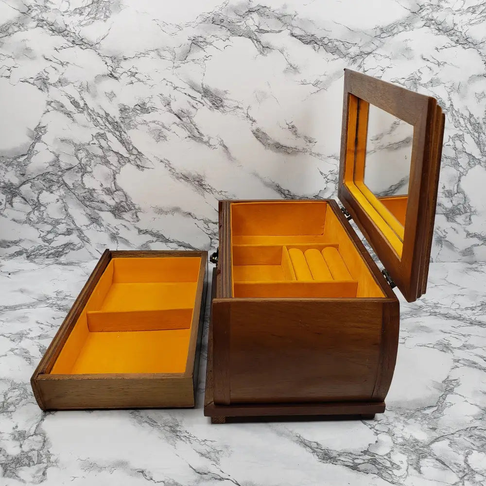 Jewelry Box Wood Bombay Style London Leather Vintage Holders