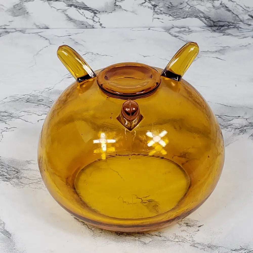 L.e. Smith Amber Glass Florette Flower Frog Holder Vintage Collectibles