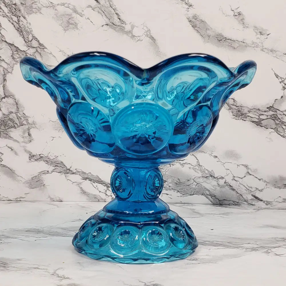 Le Smith Moon Stars Pedestal Compote Colonial Blue Vintage Home & Garden