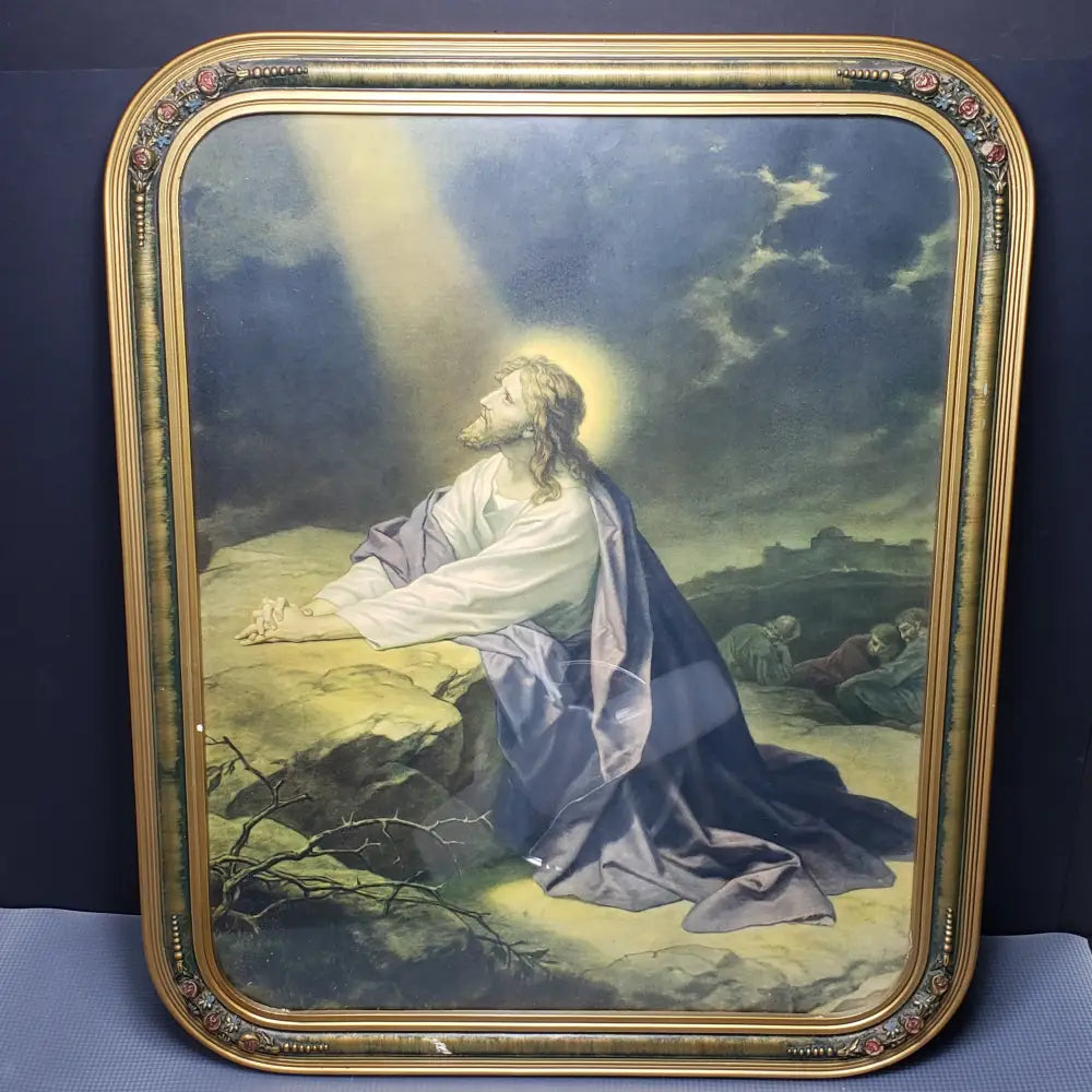 Jesus Garden Gethsemane Barbola Frame (Antique) Decor