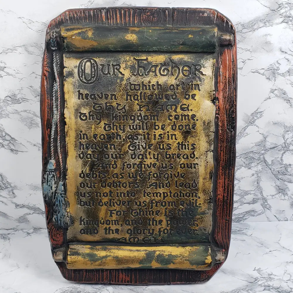 Lords Prayer Chalkware Wall Hanging Vintage Decor