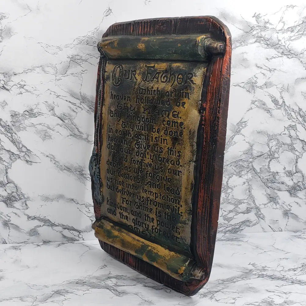 Lords Prayer Chalkware Wall Hanging Vintage Decor