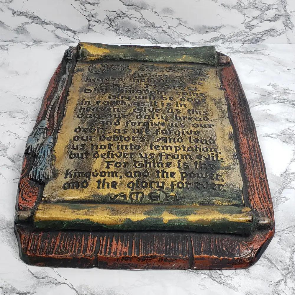 Lords Prayer Chalkware Wall Hanging Vintage Decor