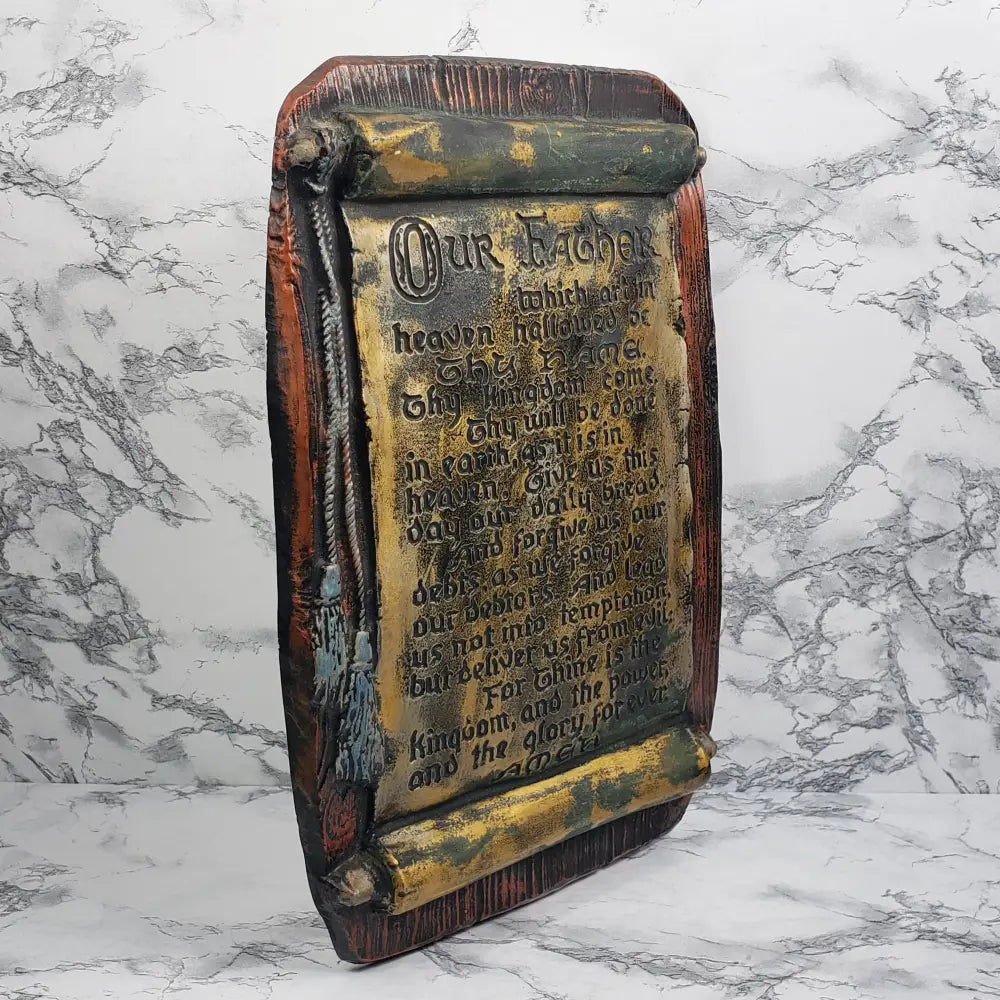 Lords Prayer Chalkware Wall Hanging Vintage Decor