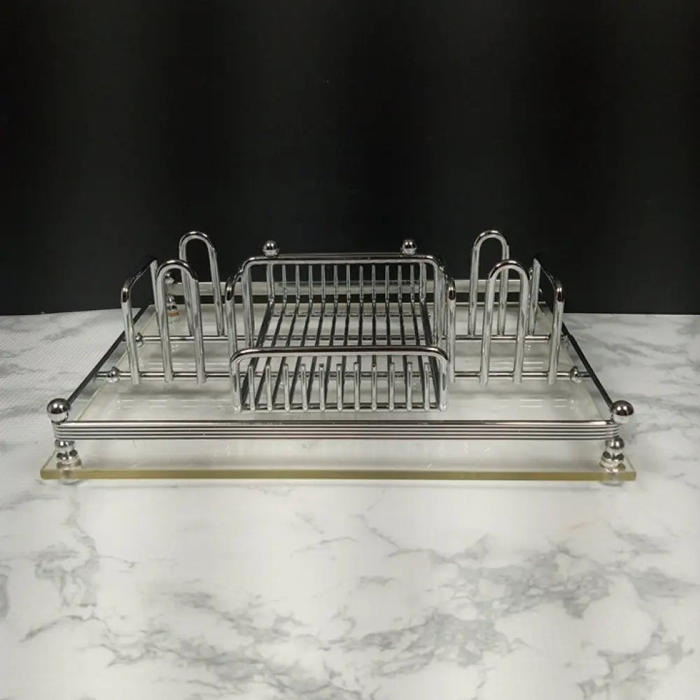 Lucite & Chrome Table Organizer ( Vintage ) Decor