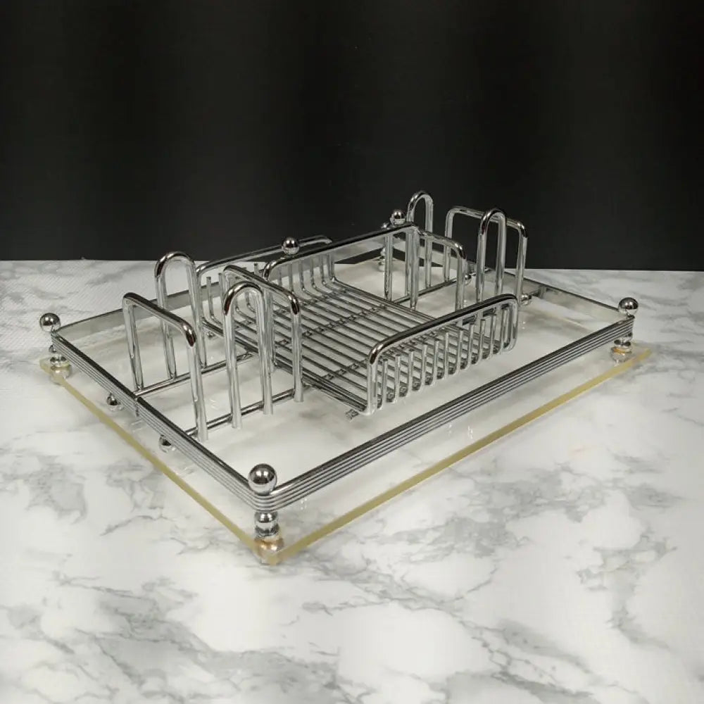 Lucite & Chrome Table Organizer ( Vintage ) Decor