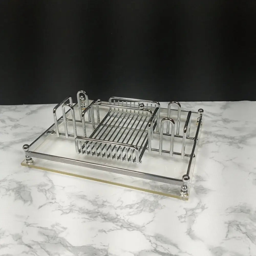 Lucite & Chrome Table Organizer ( Vintage ) Decor