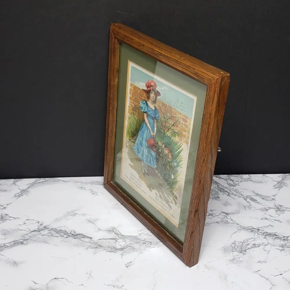 Framed Mary Mary Nursery Rhyme Vintage Book Page - Decor